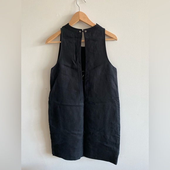 3.1 Phillip Lim, Black Linen Mini Dress w/ Metal Detailing, US 6 - Picture 5 of 7